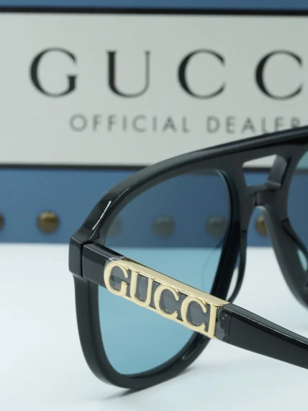 Gucci GG1188S 004 Aviator Sunglasses - Black / Blue